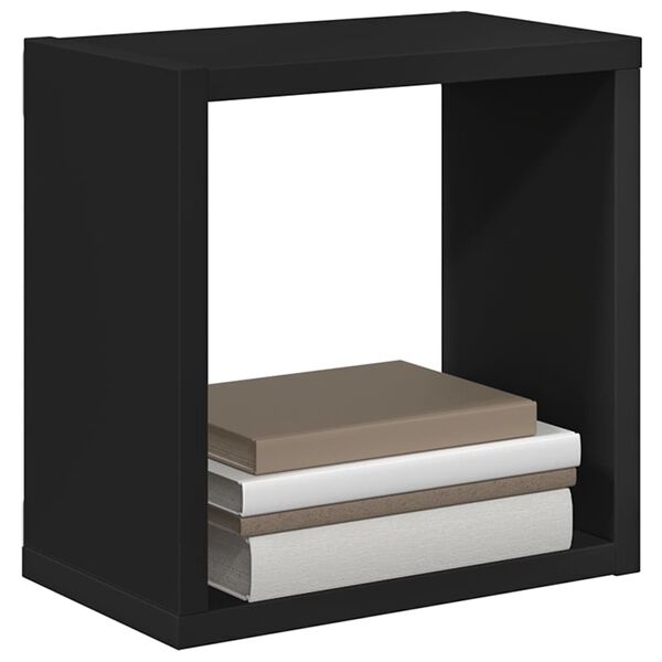 vidaXL Wall Cube Shelves 2 pcs Black 26x15x26 cm