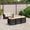vidaXL 6 Piece Garden Sofa Set with Cushions Black Poly Rattan