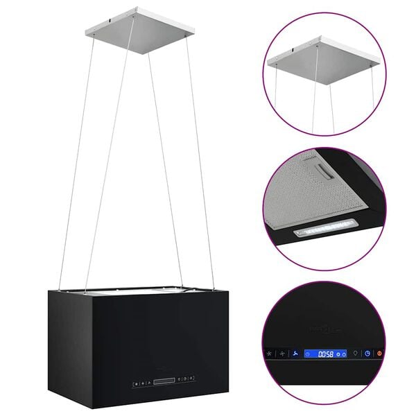 vidaXL Hanging Island Range Hood Touch Sensor LCD 55cm Steel
