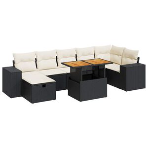 vidaXL 5 Piece Garden Sofa Set with Cushions Black Poly Rattan Acacia