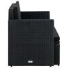 vidaXL 2 Seater Garden Sofa with Cushions Black Poly Rattan