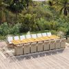 vidaXL 17 Piece Garden Dining Set with Cushions Beige Poly Rattan