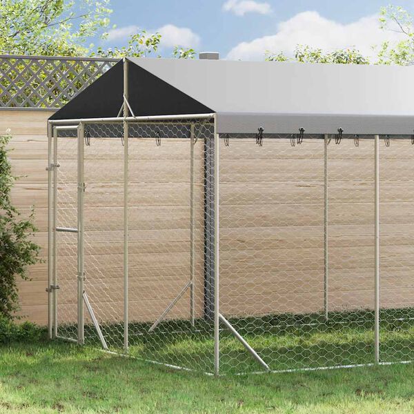 vidaXL Outdoor Dog Kennel with Roof Silver 3x6x2.5 m Galvanised Steel