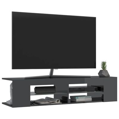 vidaXL TV Cabinet with LED Lights High Gloss Grey 135x39x30 cm