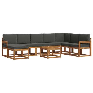 vidaXL Outdoor Sofa Set 9 pcs Natural and Anthracite