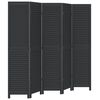 vidaXL Room Divider&nbsp;5 Panels Black Solid Wood Paulownia