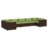 vidaXL 7 Piece Garden Lounge Set with Cushions Poly Rattan Brown