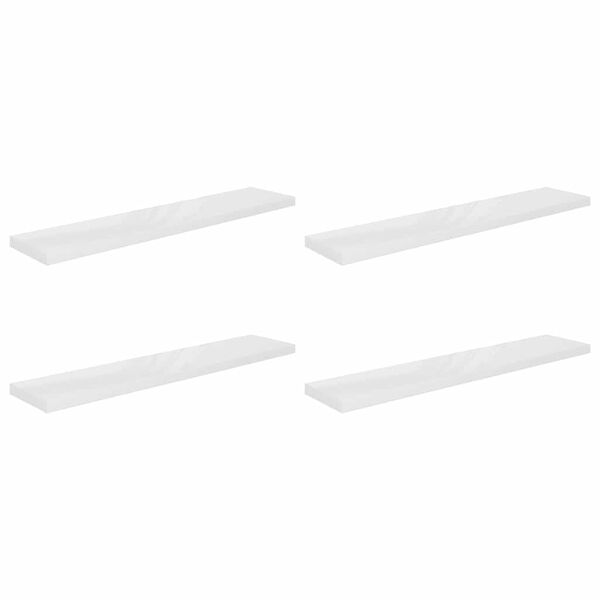 vidaXL Floating Wall Shelves 4 pcs High Gloss White 120x23.5x3.8 cm MDF