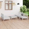vidaXL 6 Piece Garden Lounge Set White Solid Pinewood