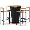 vidaXL 5 Piece Garden Bar Set Black Poly Rattan&Solid Wood Acacia