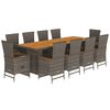 vidaXL 11 Piece Garden Dining Set with Cushions Grey Poly Rattan