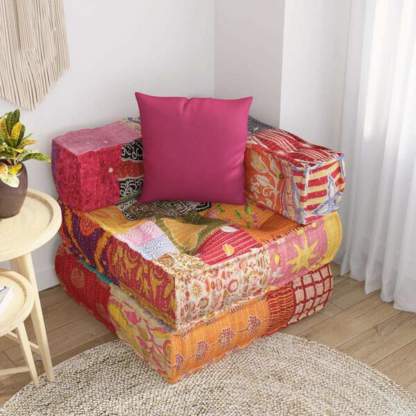 vidaXL Modular Pouffe with Pillow Patchwork Fabric
