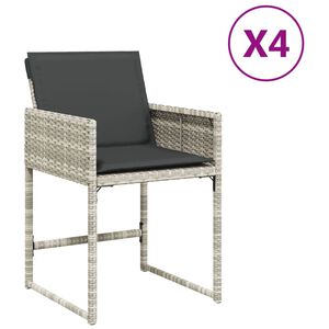 vidaXL Garden Chairs with Cushions 4 pcs Light Grey Poly Rattan