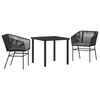vidaXL Garden Dining Set 3 pcs Black Powder-Coated Steel