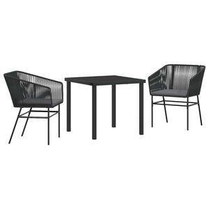 vidaXL Garden Dining Set 3 pcs Black Powder-Coated Steel