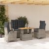 vidaXL 4 Piece Garden Dining Set with Cushions Grey Poly Rattan