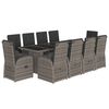 vidaXL 11 Piece Garden Dining Set with Cushions Grey Poly Rattan