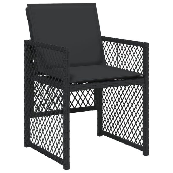 vidaXL 17 Piece Garden Dining Set with Cushions Black Poly Rattan
