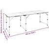 Foldable Camping Table Height Adjustable Aluminium 180 x 60 cm