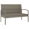 vidaXL Garden Bench with Cushion Grey 105 cm Poly Rattan