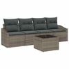 vidaXL Sofa Set with Cushion with Storage 5 pcs Grey Poly Rattan