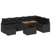 vidaXL Garden Sofa Set with Storage 9 pcs Black Poly rattan