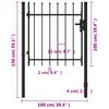 vidaXL Fence Gate Single Door with Spike Top Steel 1x1 m Black