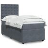 vidaXL Box Spring Bed with Mattress Dark Grey King Single Velvet