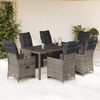 vidaXL 7 Piece Garden Bistro Set with Cushions Grey Poly Rattan