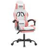 vidaXL Gaming Chair with Footrest White and Pink Faux Leather