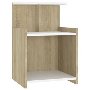 vidaXL Bed Cabinet | White and Sonoma Oak | Engineered wood | Medium