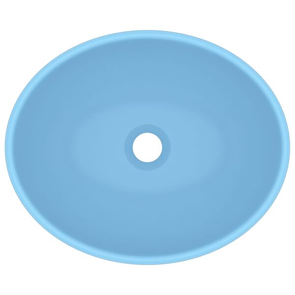 vidaXL Luxury Basin Oval-shaped Matt Light Blue 40x33 cm Ceramic