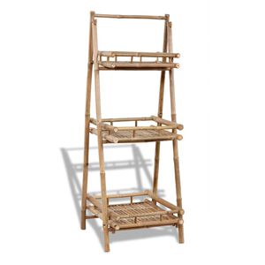 vidaXL Plant Stand | Natural Bamboo | 3-Tier | Foldable | Plant Stand