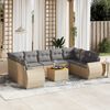 vidaXL 10 Piece Garden Sofa Set with Cushions Beige Poly Rattan