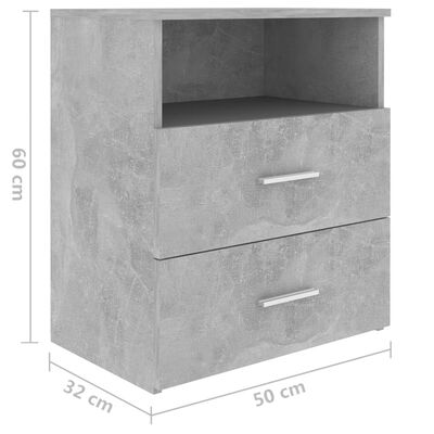 vidaXL Bed Cabinet Concrete Grey 50x32x60 cm