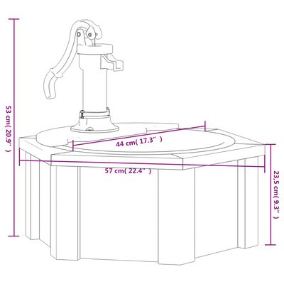 vidaXL Water Fountain with Pump 57x57x53 cm Solid Wood Fir