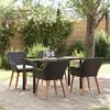 vidaXL Garden Dining Set with Cushion 5 pcs Black Poly Rattan