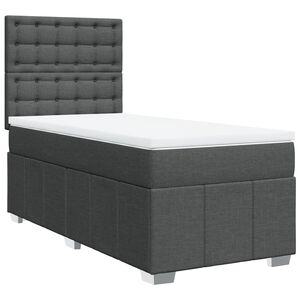 vidaXL Box Spring Bed with Mattress Dark Grey King Single Fabric