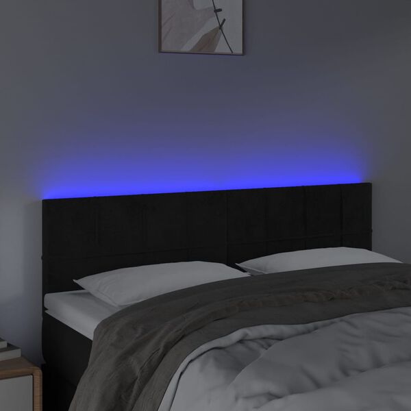 vidaXL LED Headboard Black 144 cm Velvet