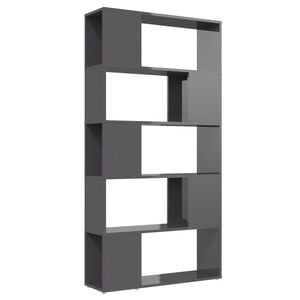 vidaXL Book Cabinet Room Divider High Gloss Grey 80x24x155 cm Engineered Wood