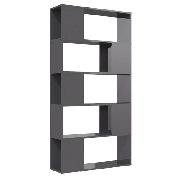 vidaXL Book Cabinet Room Divider High Gloss Grey 80x24x155 cm Engineered Wood