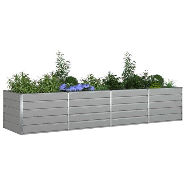 vidaXL Planter Light Grey 385 x 100 x 75 cm Galvanised Steel