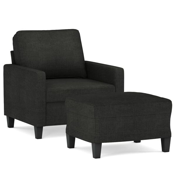 vidaXL Sofa Chair with Footstool Black 60 cm Fabric