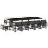 vidaXL 15 Piece Garden Dining Set with Cushions Black Poly Rattan