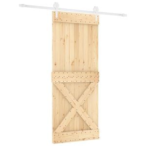 vidaXL Sliding Door 100 x 210 cm Solid Pine Wood Natural and White