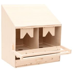 vidaXL Chicken Laying Nest 2 Compartments 63x40x65 cm Solid Pine Wood