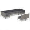 vidaXL 9 Piece Garden Lounge Set with Cushions Poly Rattan Grey