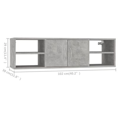 vidaXL Wall Shelf Concrete Grey 102x30x29 cm Engineered Wood