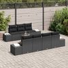 vidaXL Garden Sofa Set with Storage 8 pcs Black Poly Rattan