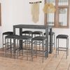 vidaXL 9 Piece Garden Bar Set with Cushions Poly Rattan Grey
